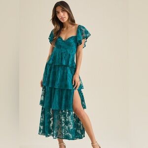 Roxanne Embroidered Maxi Dress Hunter Green L